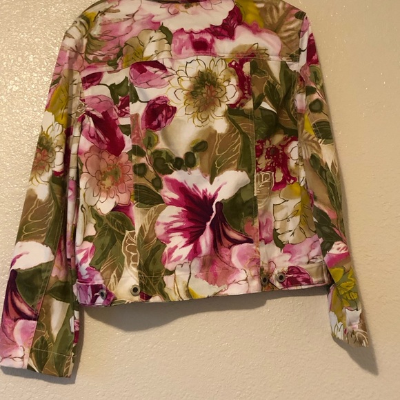 Caribbean Joe Floral 6 button jacket Sm with 4 pockets on front 2 inside pockets - Picture 9 of 12